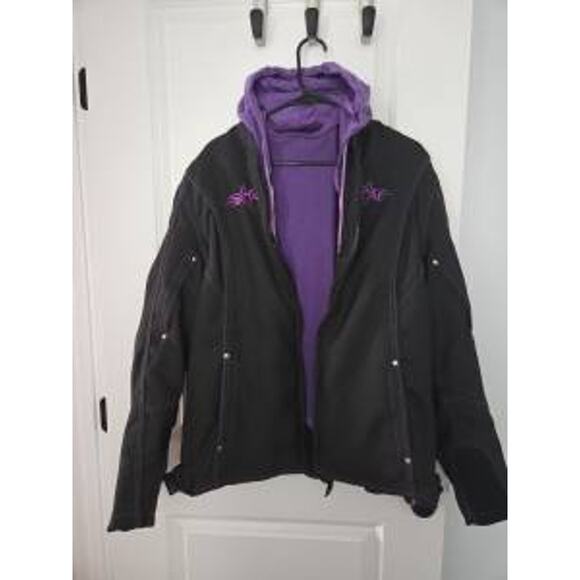 Women’s Moto Jacket Milwaukee Performance Black Purple - Picture 1 of 10